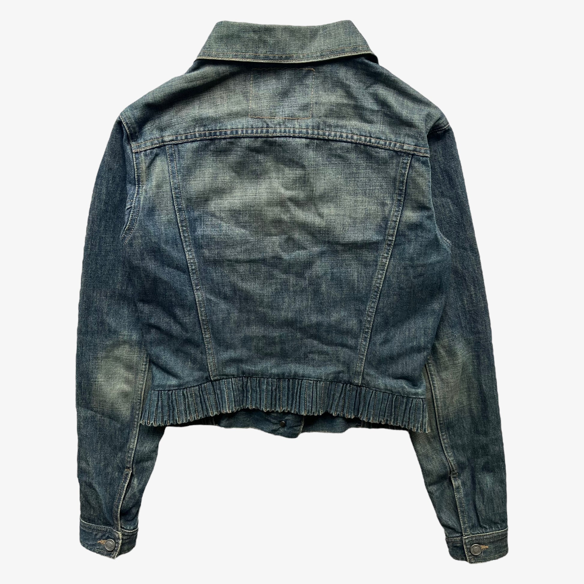 Vintage Y2K Womens Gucci Blue Denim Jacket Back - Casspios Dream