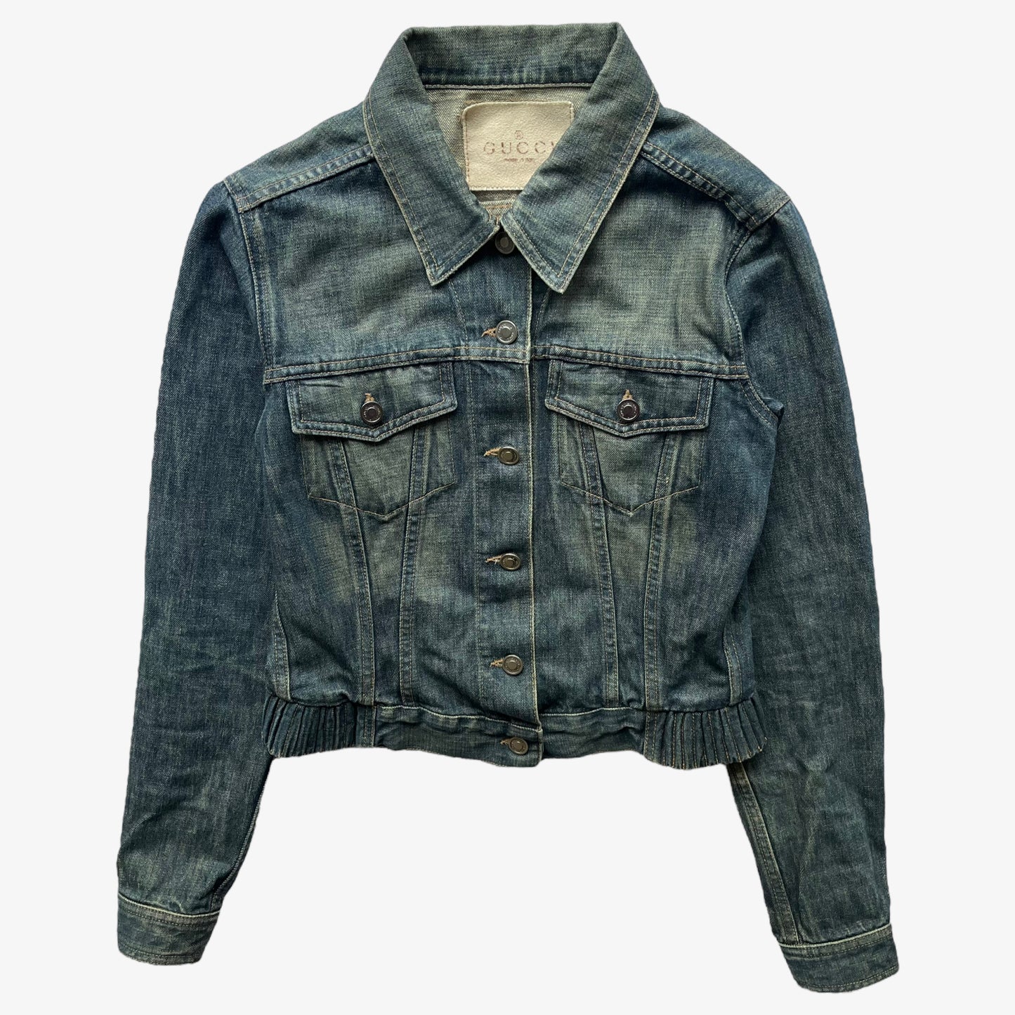 Vintage Y2K Womens Gucci Blue Denim Jacket - Casspios Dream