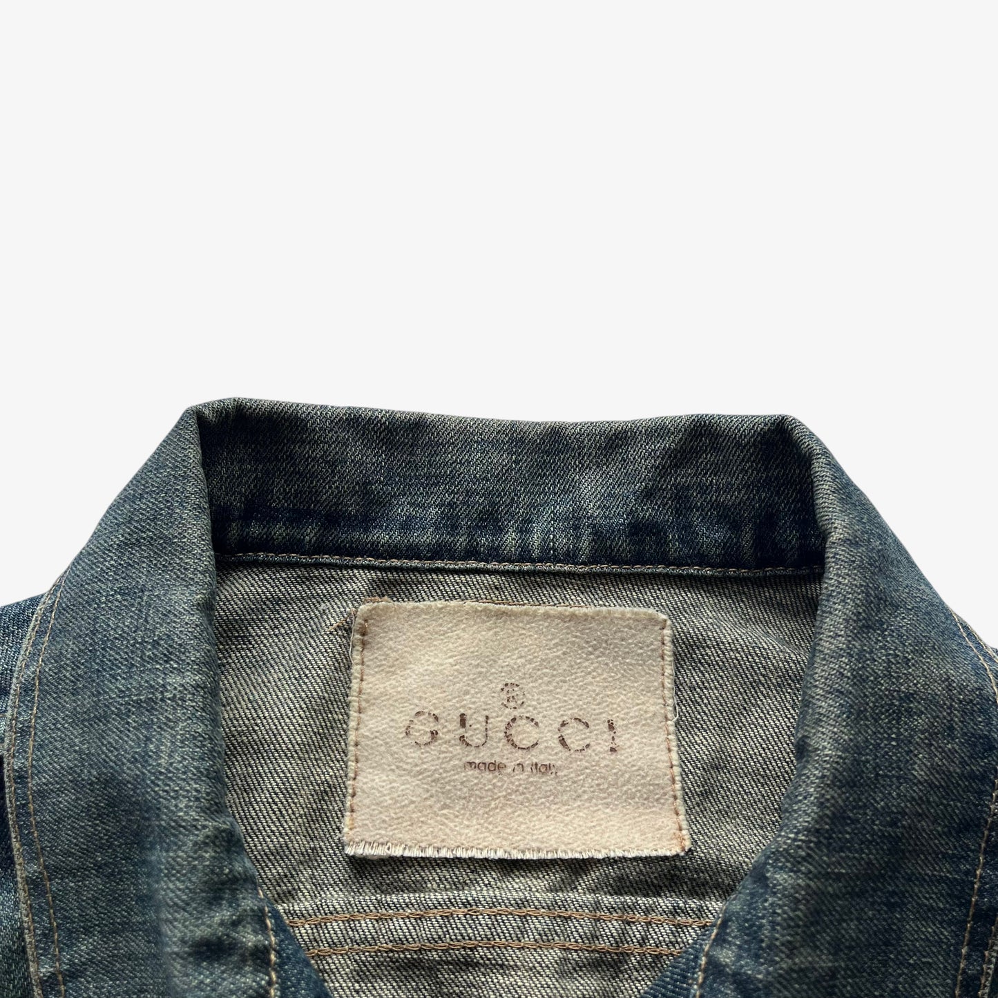 Vintage Y2K Womens Gucci Blue Denim Jacket Label - Casspios Dream