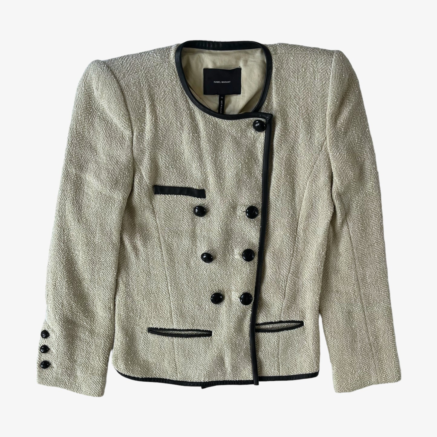 Vintage Y2K Womens Isabel Marant Boucle Double Breasted Blazer With Shoulder Pads - Casspios Dream