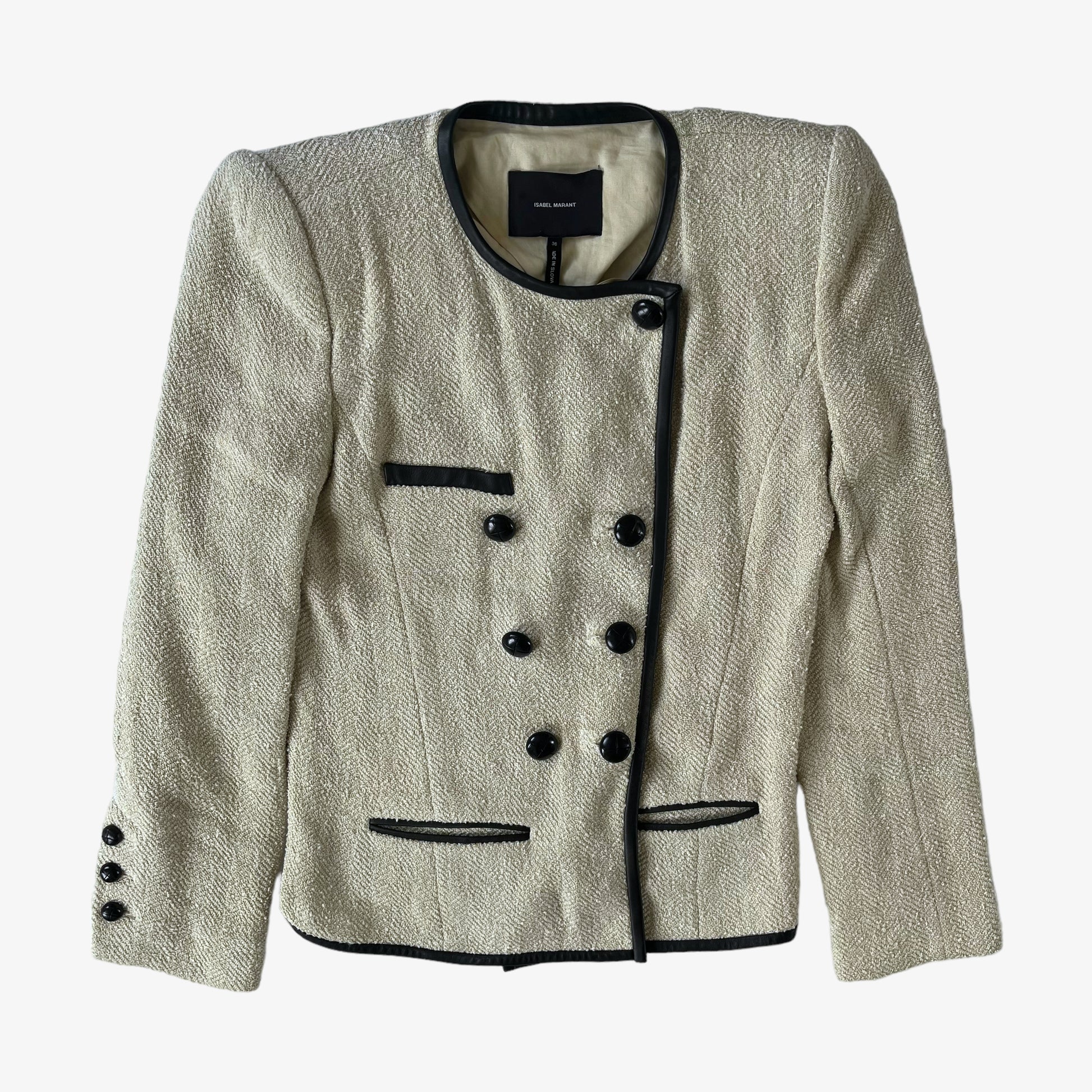 Vintage Y2K Womens Isabel Marant Boucle Double Breasted Blazer With Shoulder Pads - Casspios Dream