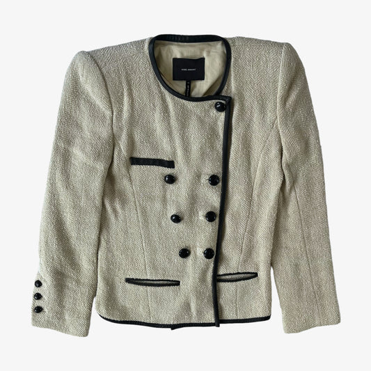 Vintage Y2K Womens Isabel Marant Boucle Double Breasted Jacket With Shoulder Pads - Casspios Dream
