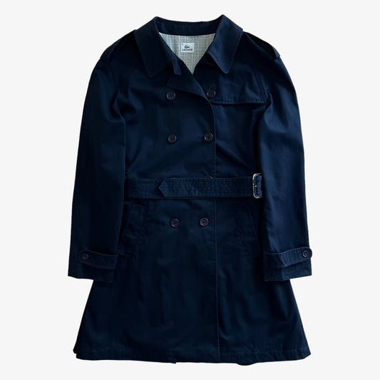 Vintage Y2K Womens Lacoste Navy Trench Coat With Original Belt - Casspios Dream