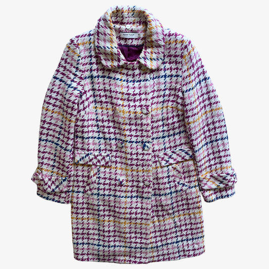 Vintage Y2K Womens Naf Naf Colourful Houndstooth Print Double Breasted Coat - Casspios Dream