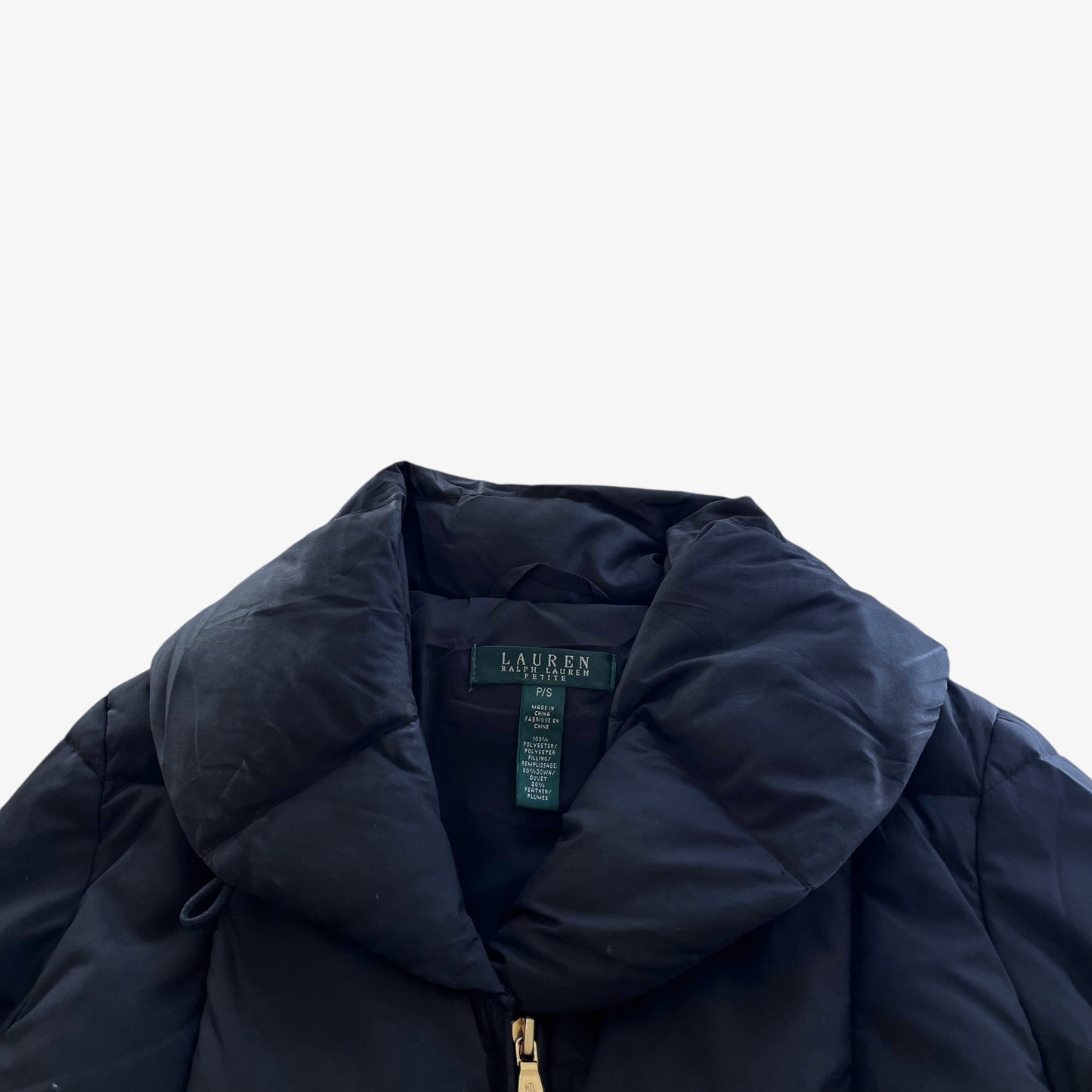 Vintage Y2K Womens Ralph Lauren Goose Down Black Puffer Jacket Collar - Casspios Dream