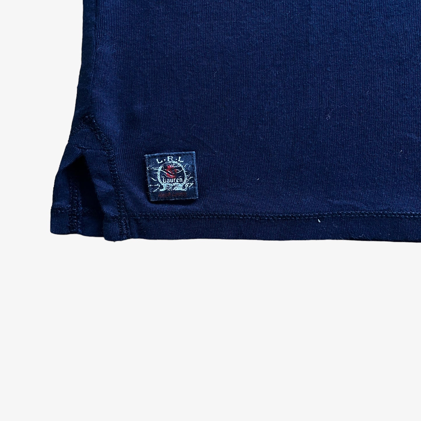 Vintage Y2K Womens Ralph Lauren Navy Top With Shoulder Embroidery Tag - Casspios Dream