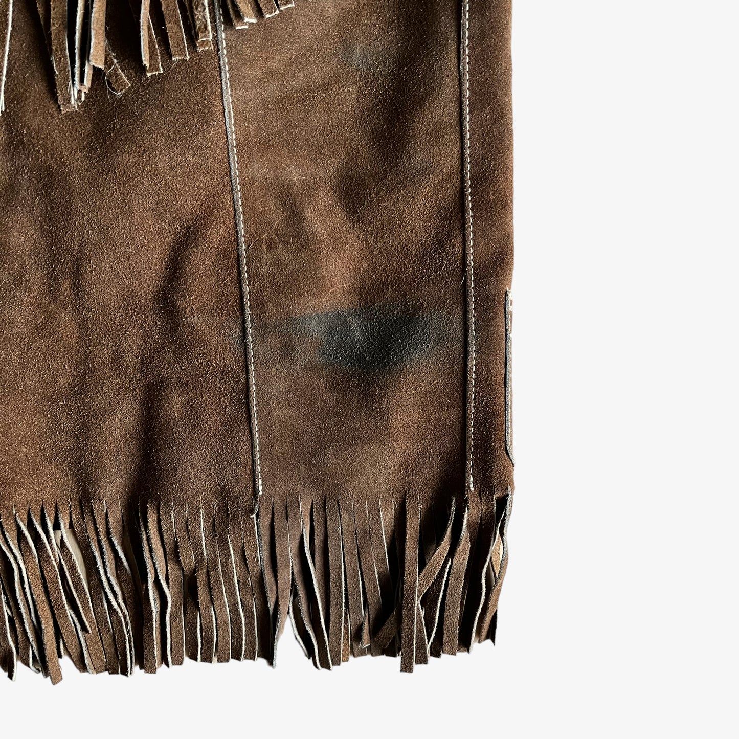 Vintage 1960s Womens Aztec Leather Tassel Waistcoat Wear - Casspios Dream