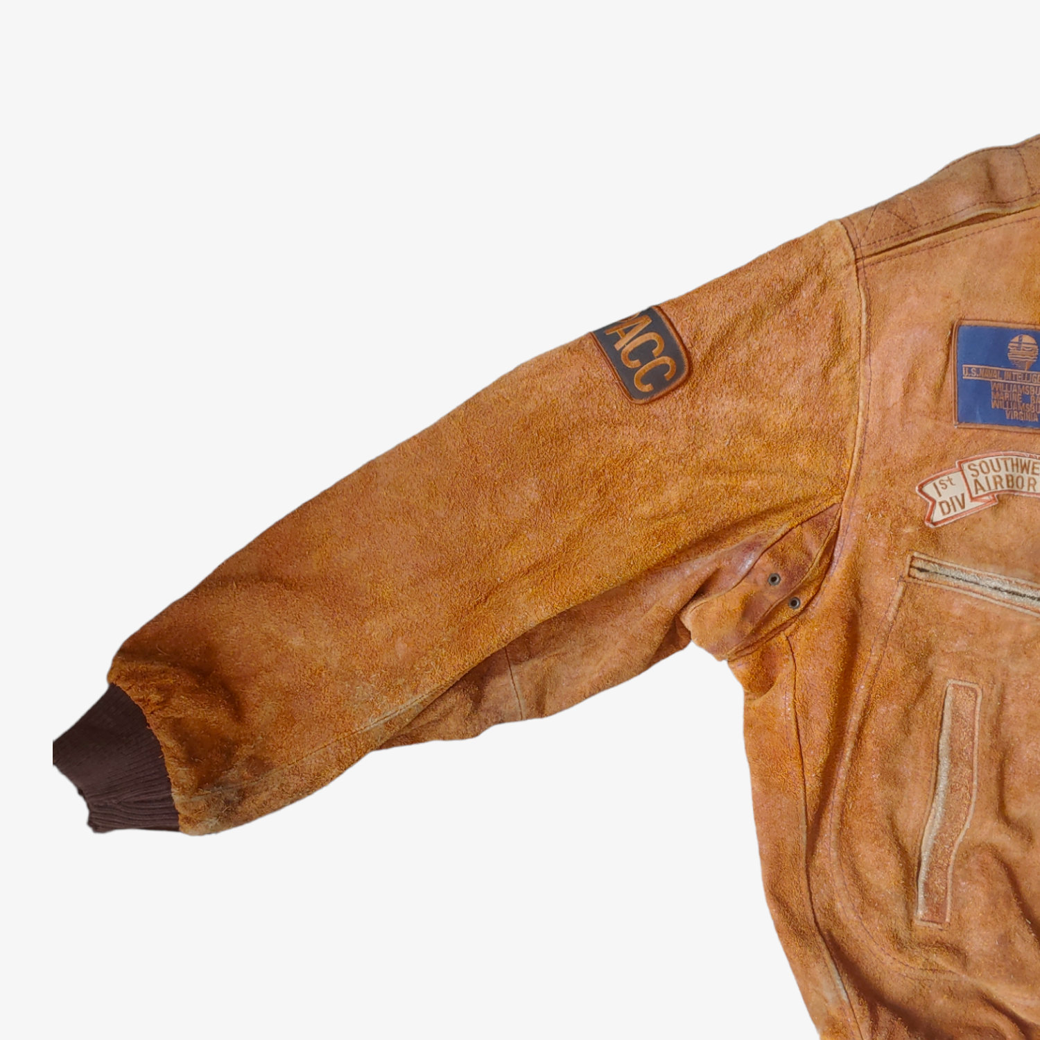 Vintage 1989 Chia Aviation Service Brown Leather Pilot Jacket Sleeve - Casspios Dream