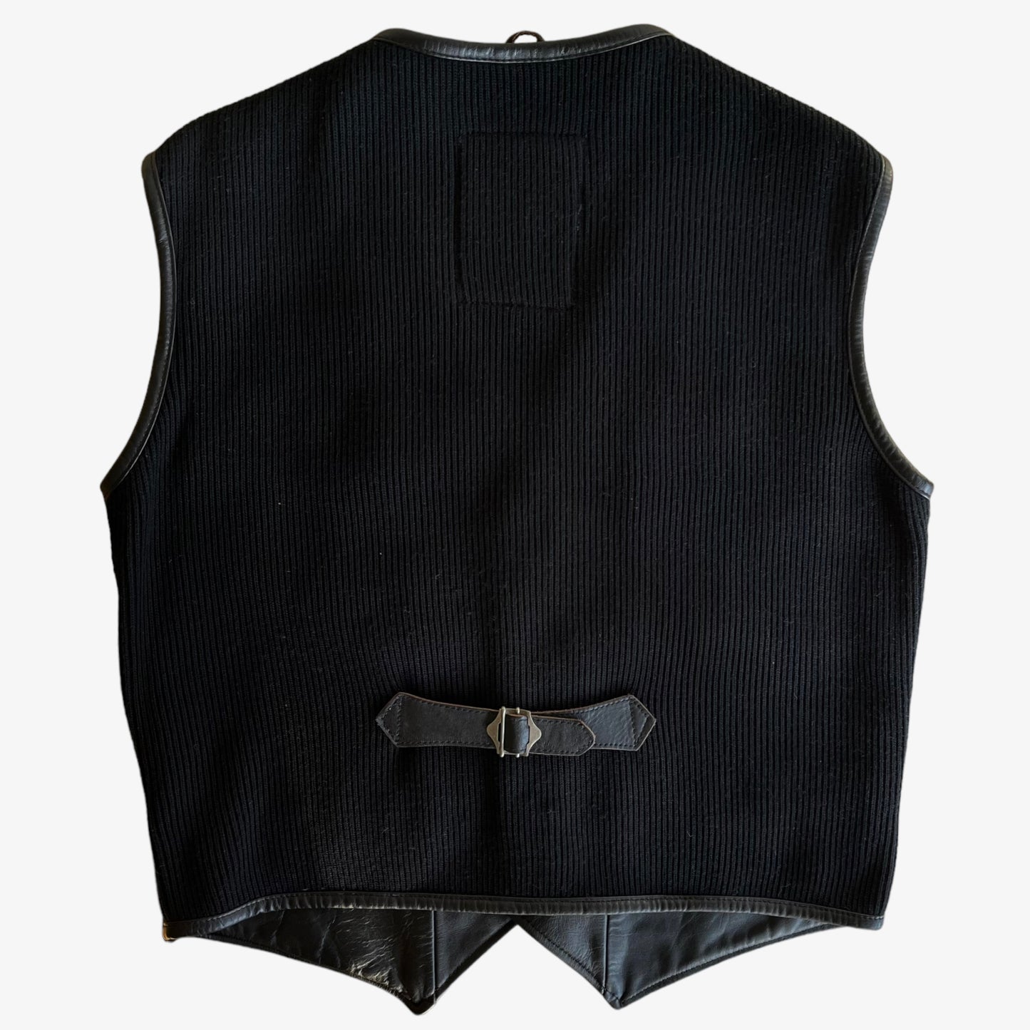 Vintage 1990s Diesel Star Studded Embroidered Black Leather Star Waistcoat Back - Casspios Dream