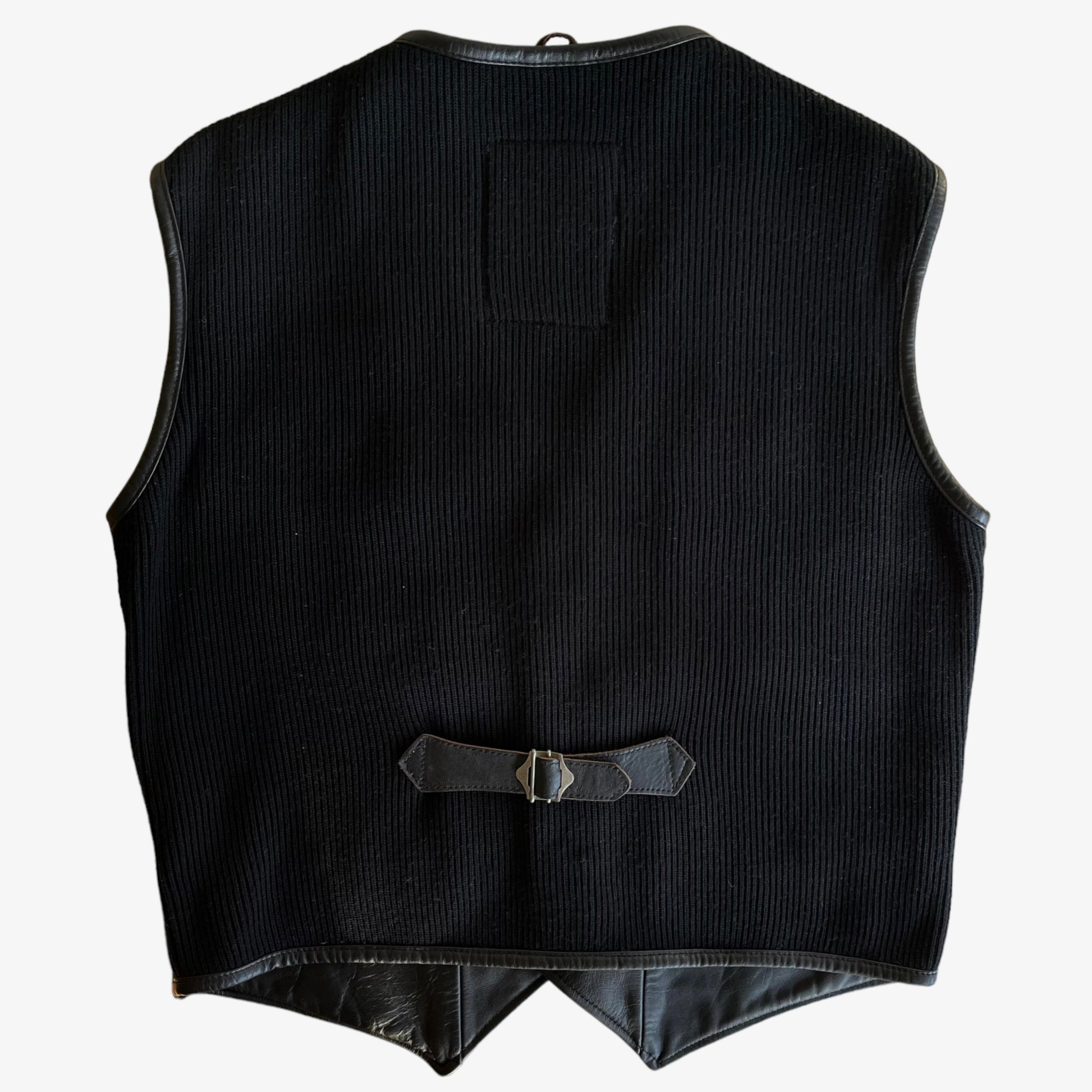 Vintage 1990s Diesel Star Studded Embroidered Black Leather Star Waistcoat Back - Casspios Dream