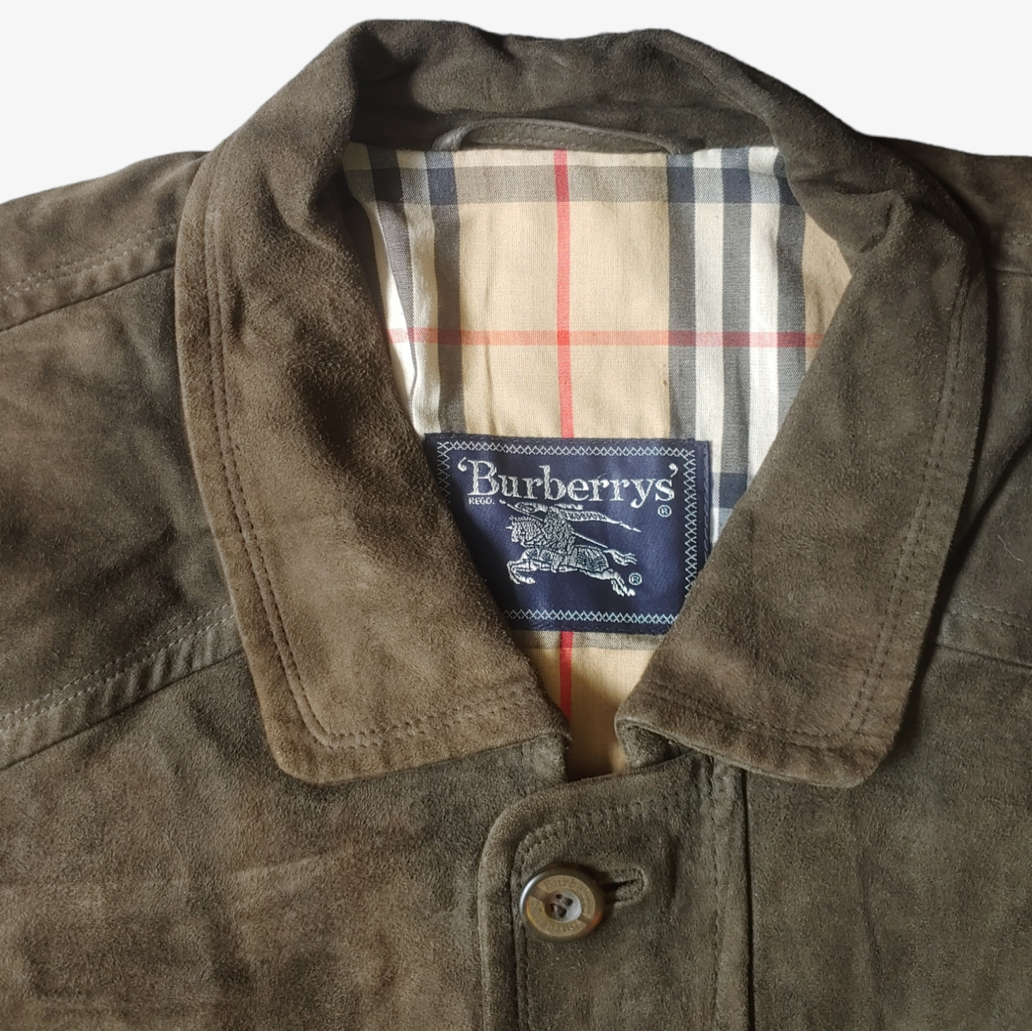 Vintage 80s Burberry Green Leather Jacket Label - Casspios Dream