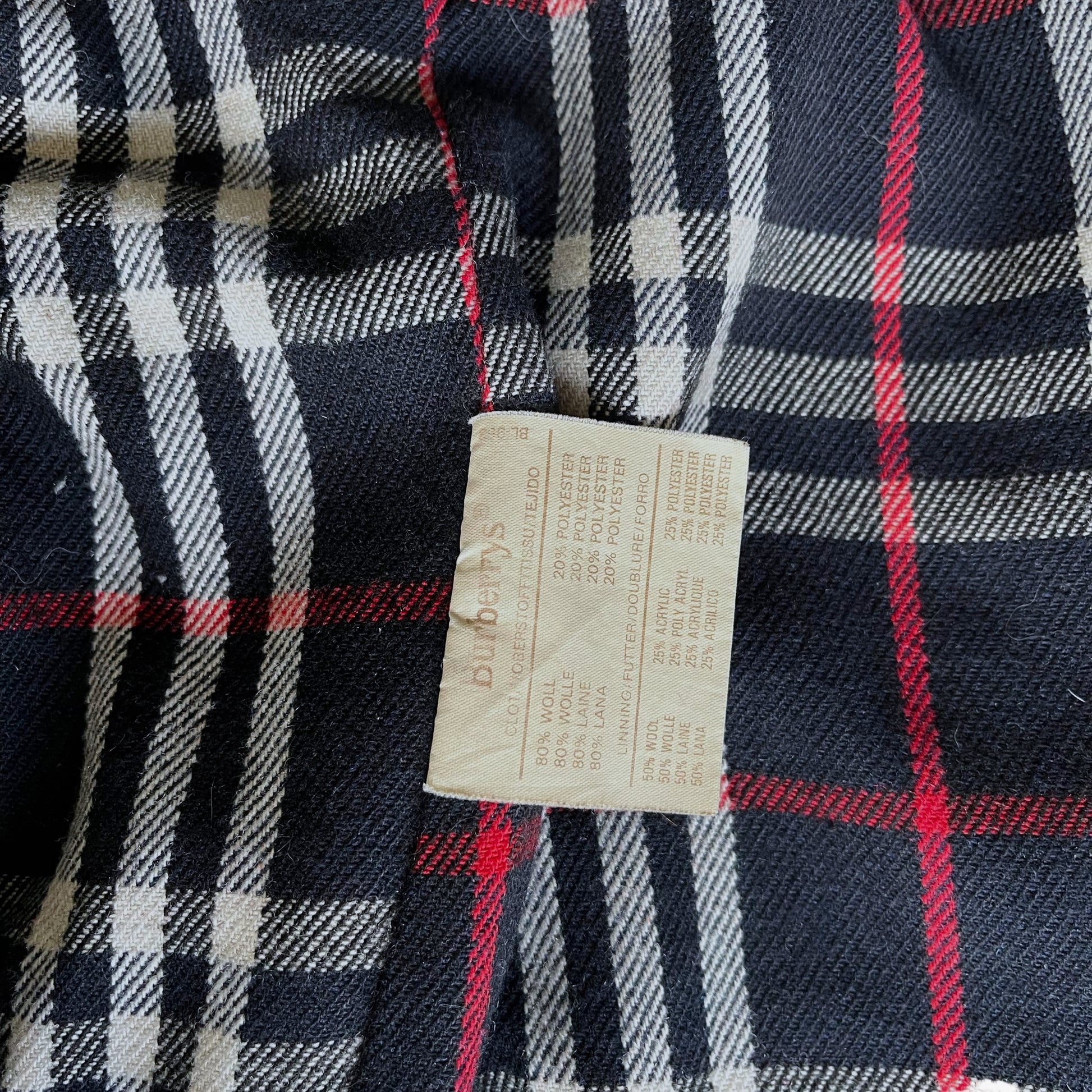 Vintage 80s Burberry Navy Overcoat Inside Label - Casspios Dream