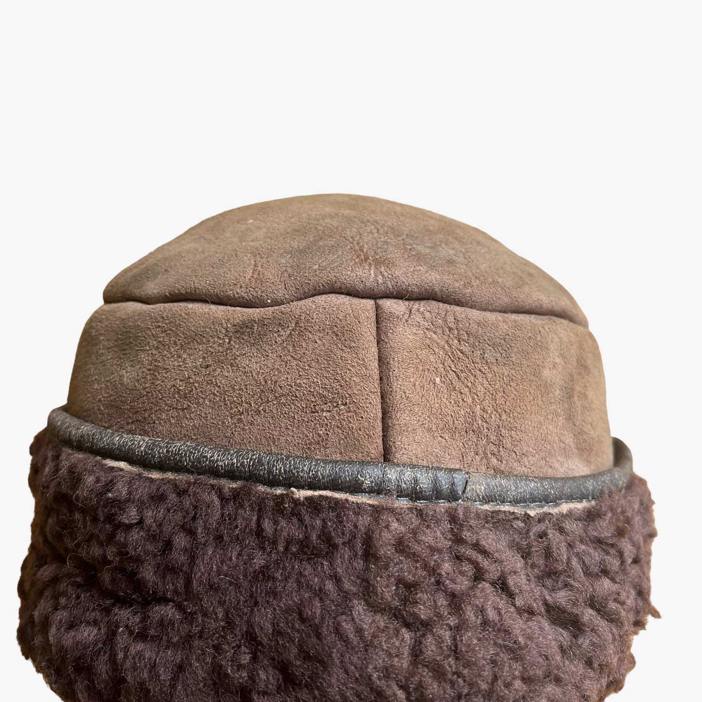 Vintage 80s Sheepskin Leather Suede Hat Back Wear - Casspios Dream