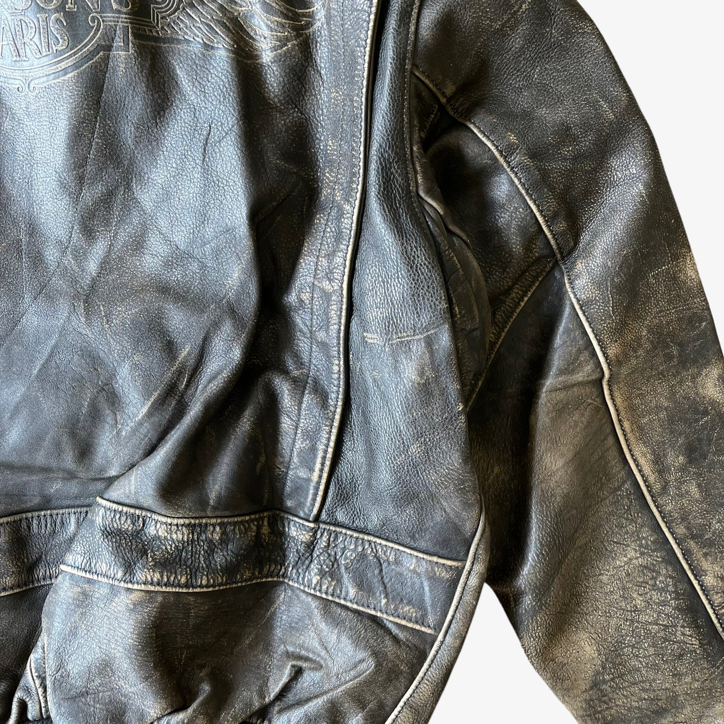 Vintage 90s Erikson Paris Brown Leather Pilot Jacket Back Wear - Casspios Dream