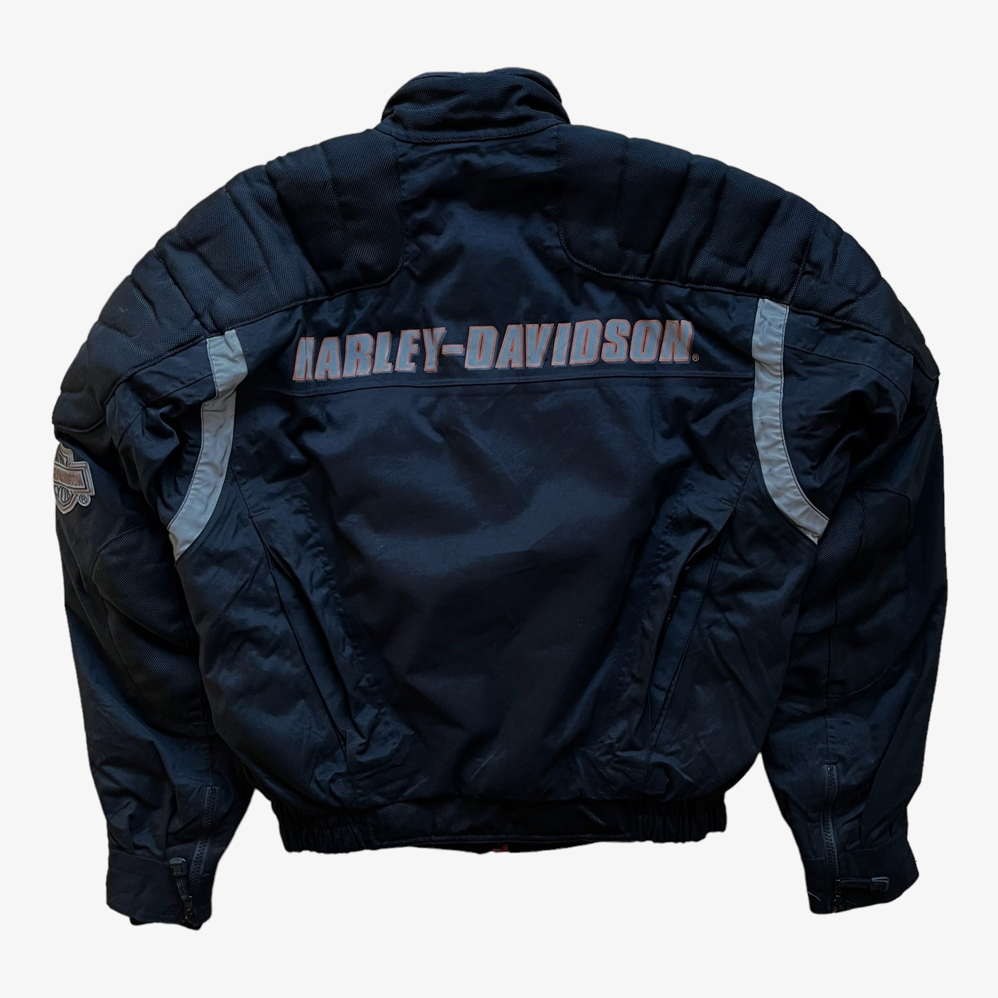 Vintage 90s Harley Davidson FXRG Padded Biker Jacket With Back Spell Out Back - Casspios Dream