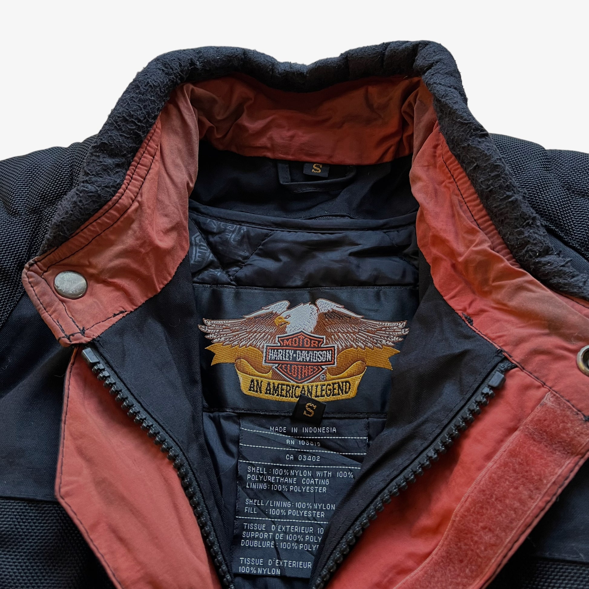 Vintage 90s Harley Davidson FXRG Padded Biker Jacket With Back Spell Out Label - Casspios Dream