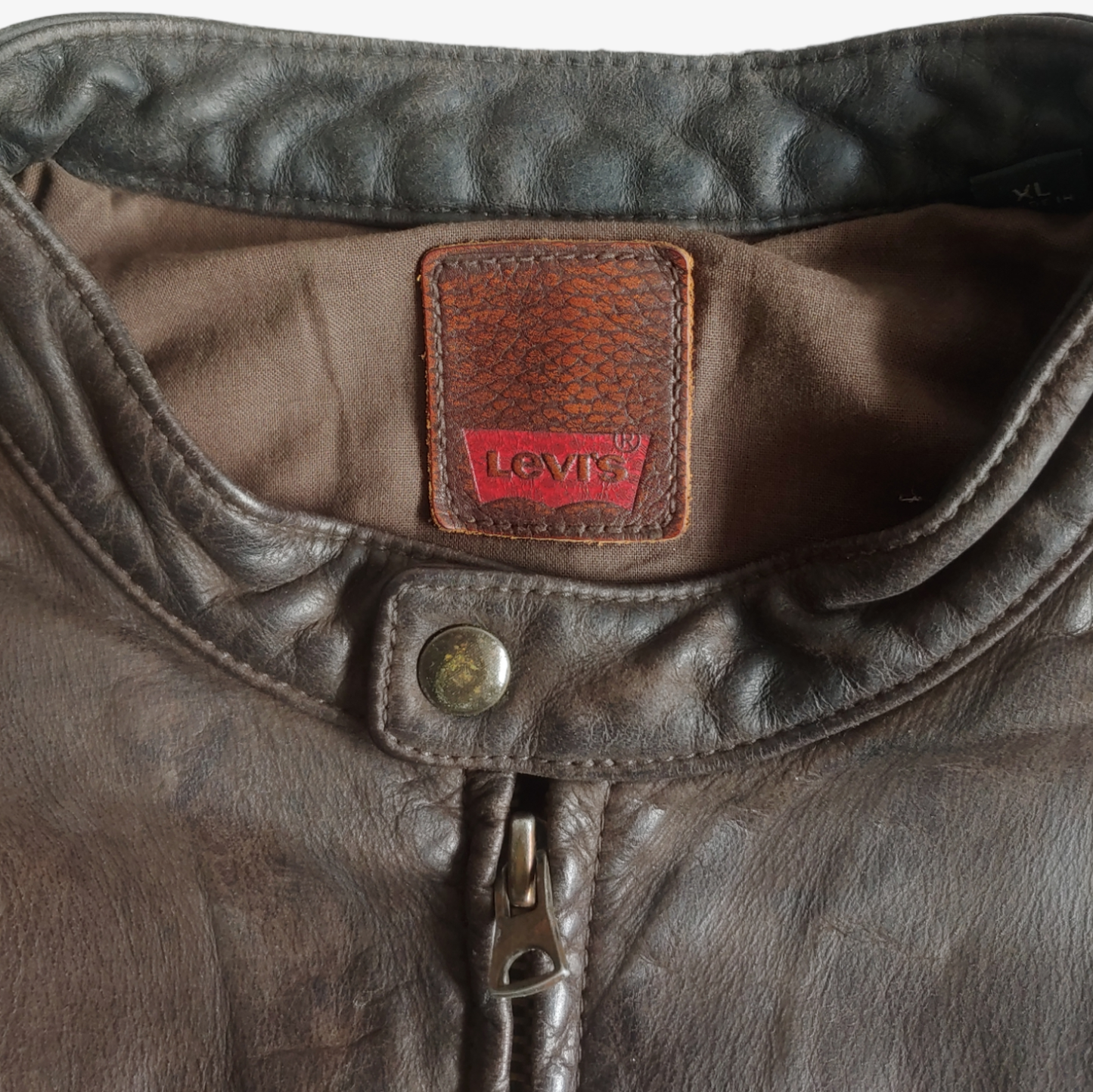 Vintage 90s Levi's Dark Brown Leather Driving Jacket Label - Casspios Dream