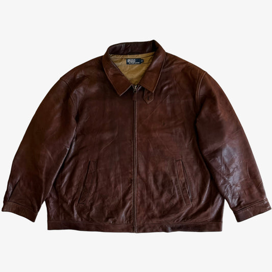 Vintage 90s Polo Ralph Lauren Burgundy Soft Leather Jacket - Casspios Dream