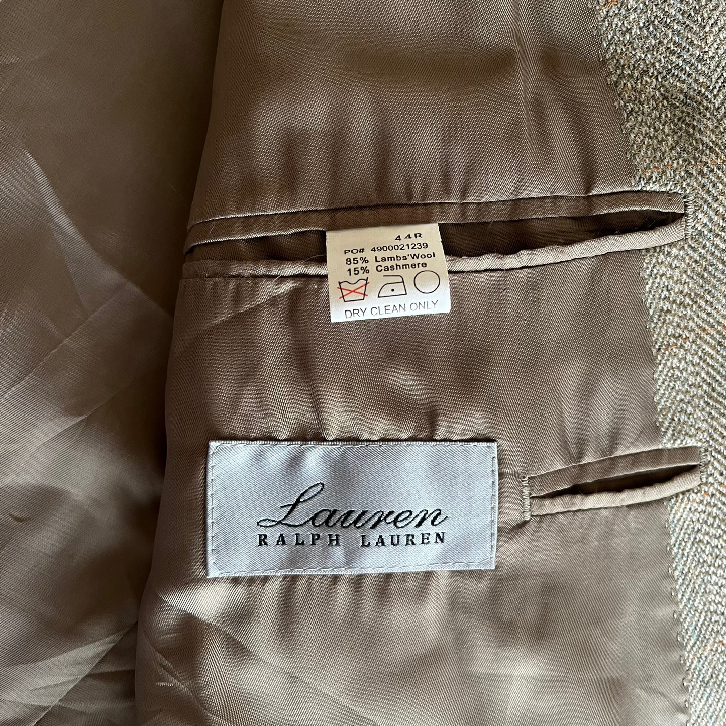 Vintage 90s Ralph Lauren   Herringbone Wool Cashmere Blazer Inside Label - Casspios Dream
