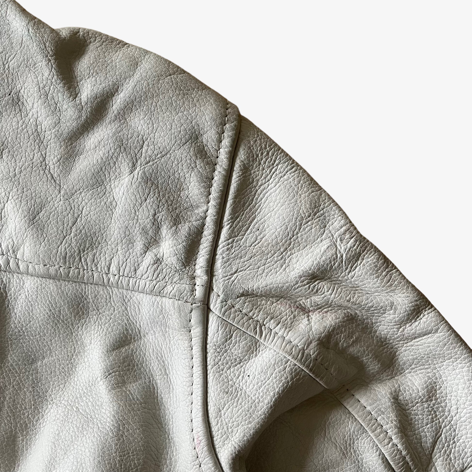 Vintage 90s Redskins White Leather Varsity Jacket Wear - Casspios Dream