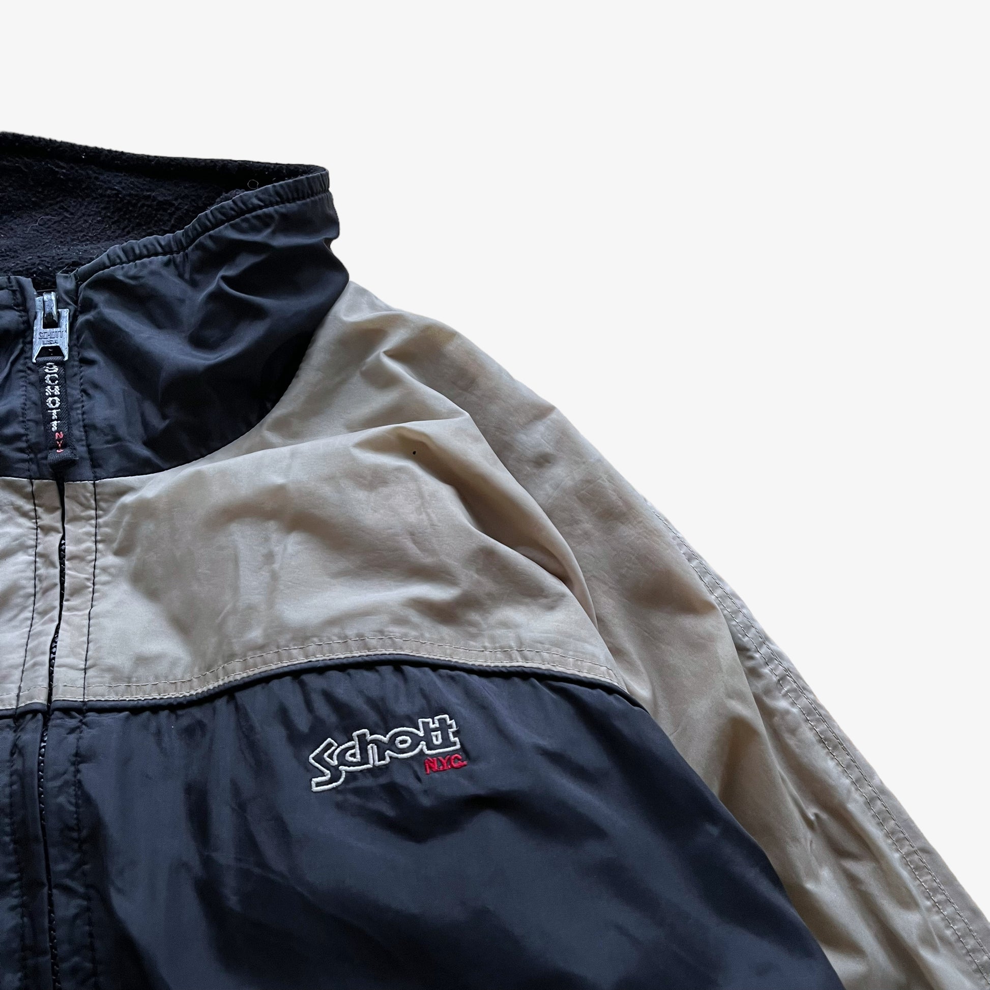 Vintage 90s Schott NYC Windbreaker Jacket Logo - Casspios Dream