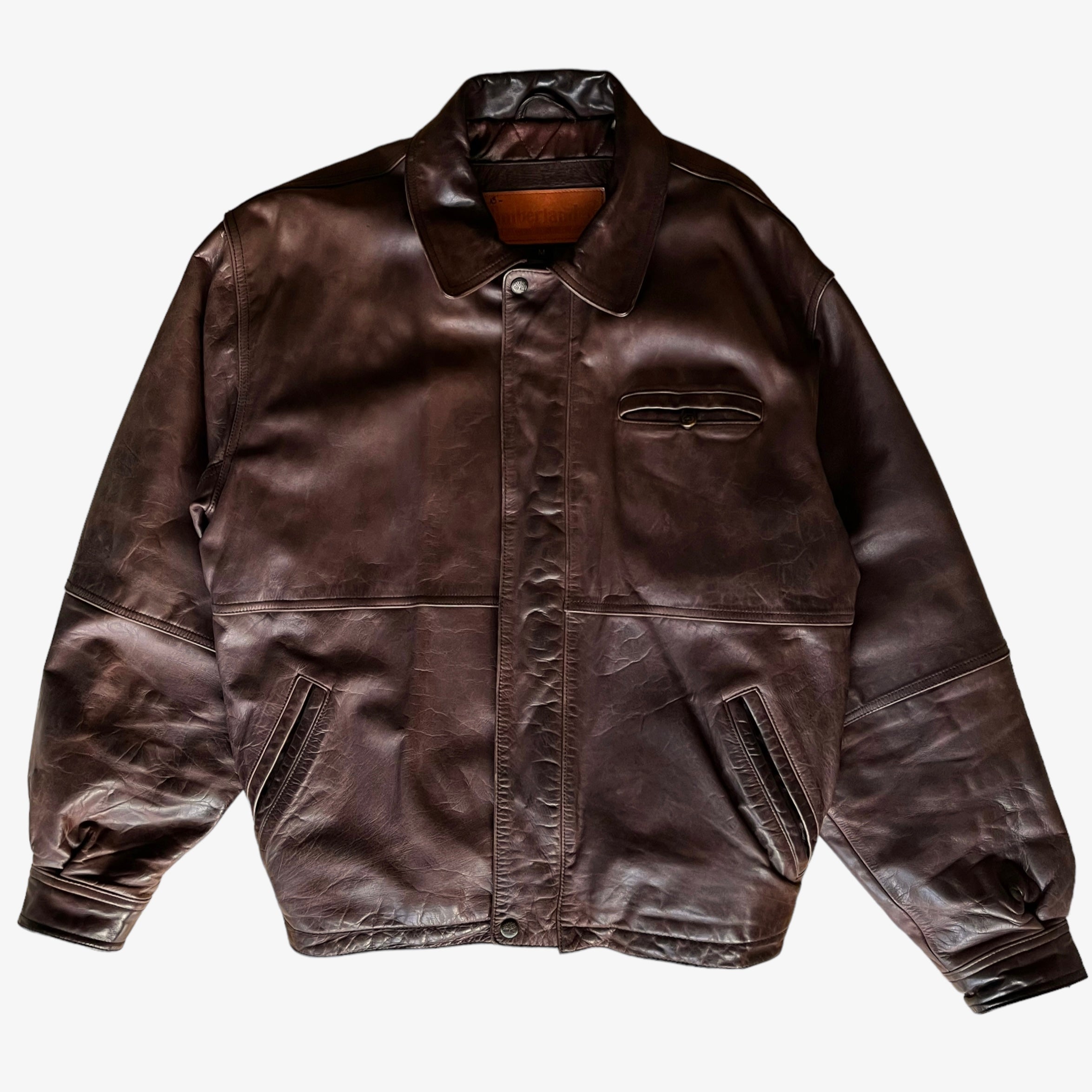 Timberland brown store leather jacket