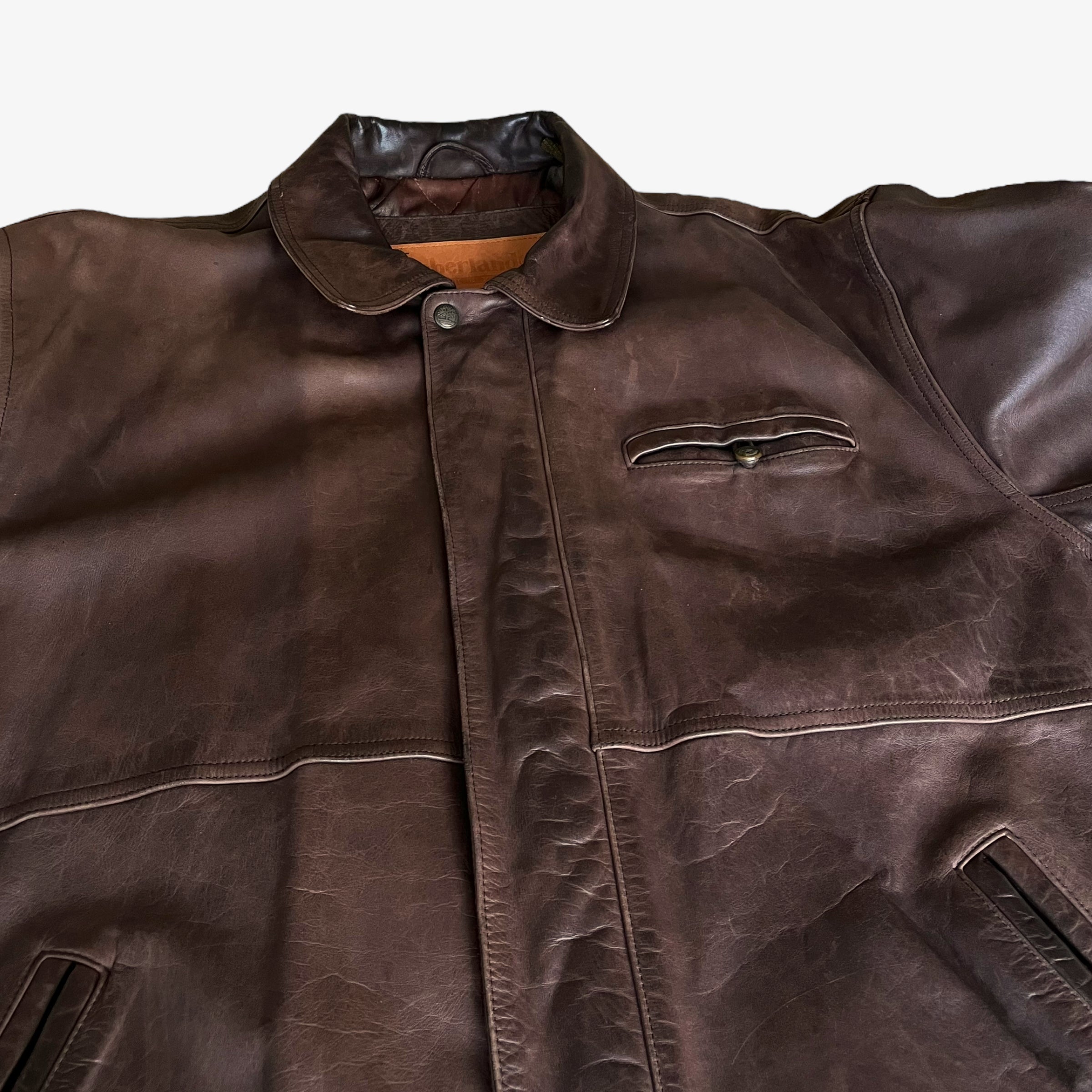 Timberland brown cheap leather jacket