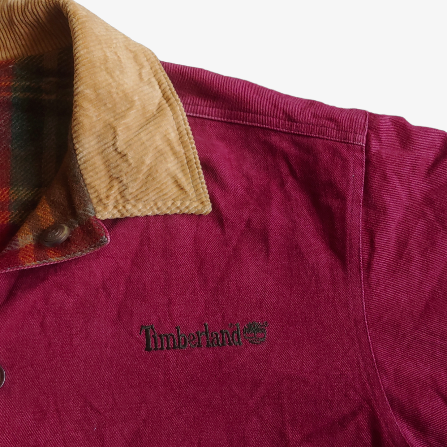 Vintage 90s Timberland Reversible Wool Check Workwear Jacket Collar - Casspios Dream