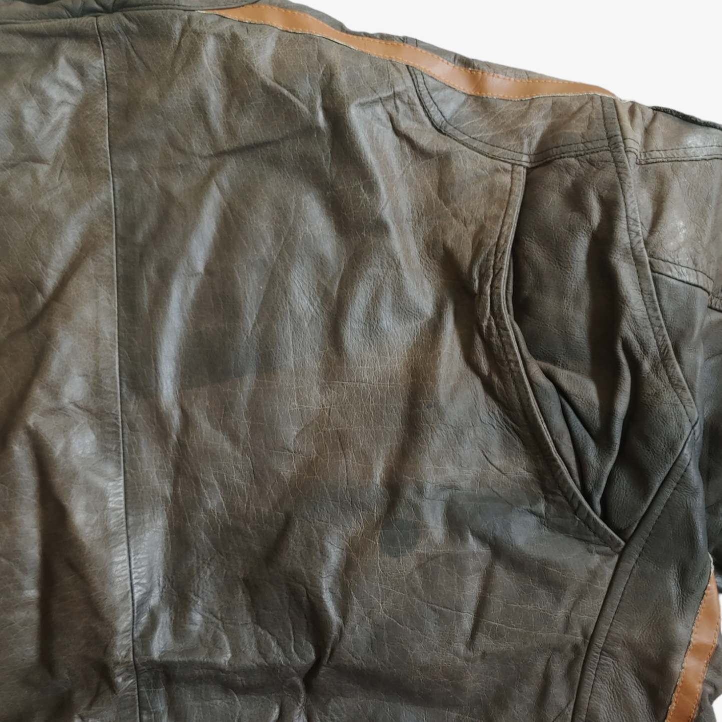 Vintage Y2K American Classics Brown Leather Biker Jacket Back - Casspios Dream