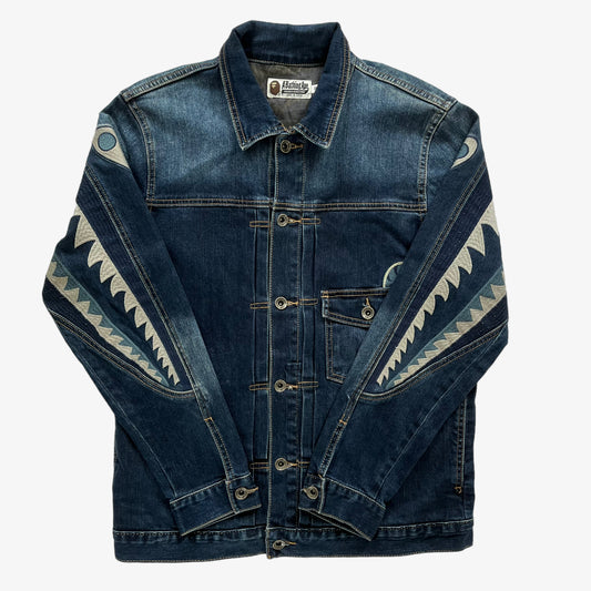 Vintage Y2K BAPE Shark Sleeve Denim Jacket - Casspios Dream