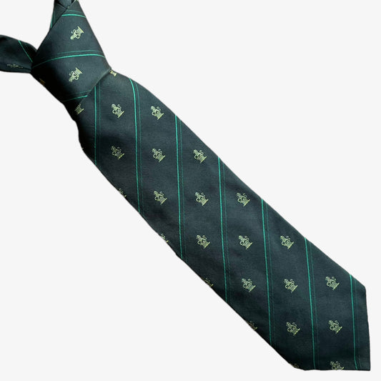 Vintage Y2K Burberry London Lion Print Green Silk Tie - Casspios Dream