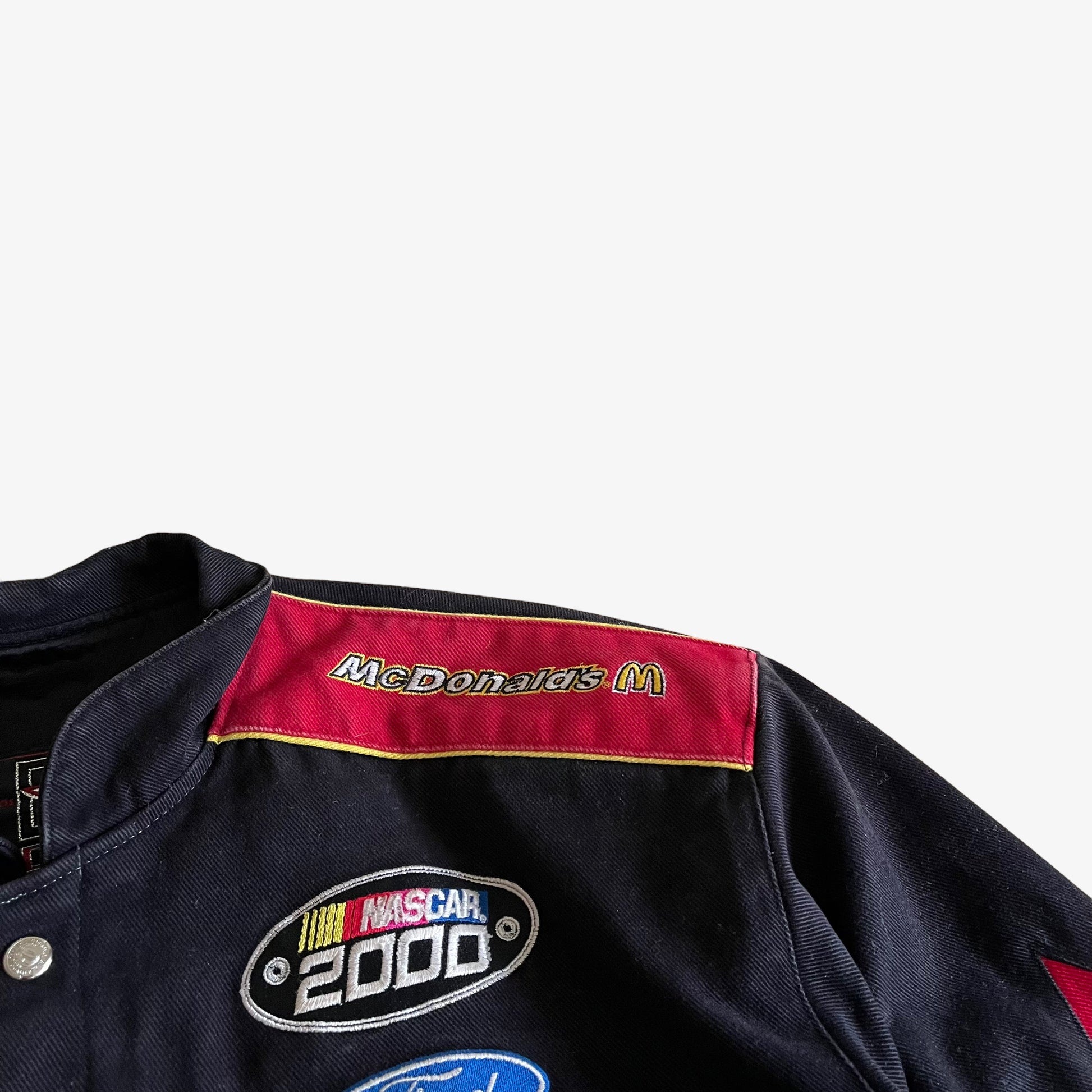 Vintage Y2K Jeff Hamilton McDonalds Drive Thru Crew Nascar Jacket Shoulder - Casspios Dream