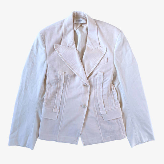 Womens Max Mara Sportmax Cabina Pale Pink Blazer With Cream Sleeves And Back Fasteners - Casspios Dream