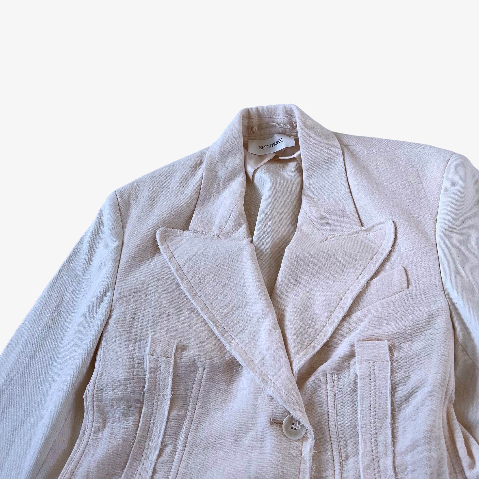 Womens Sportmax Cabina Pale Pink Blazer With Cream Sleeves And Back Fasteners Lapel - Casspios Dream