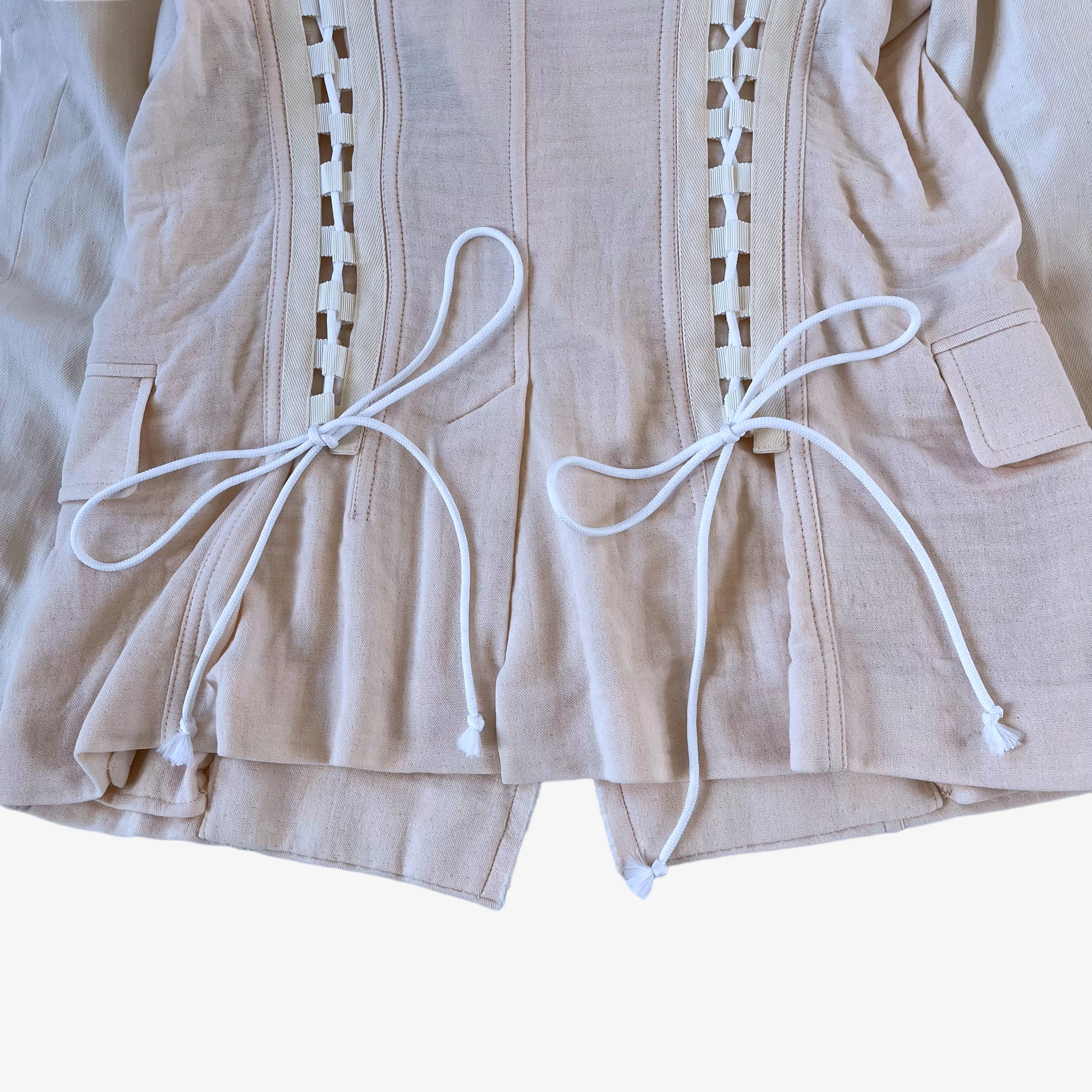 Womens Sportmax Cabina Pale Pink Blazer With Cream Sleeves And Back Fasteners Pull String - Casspios Dream