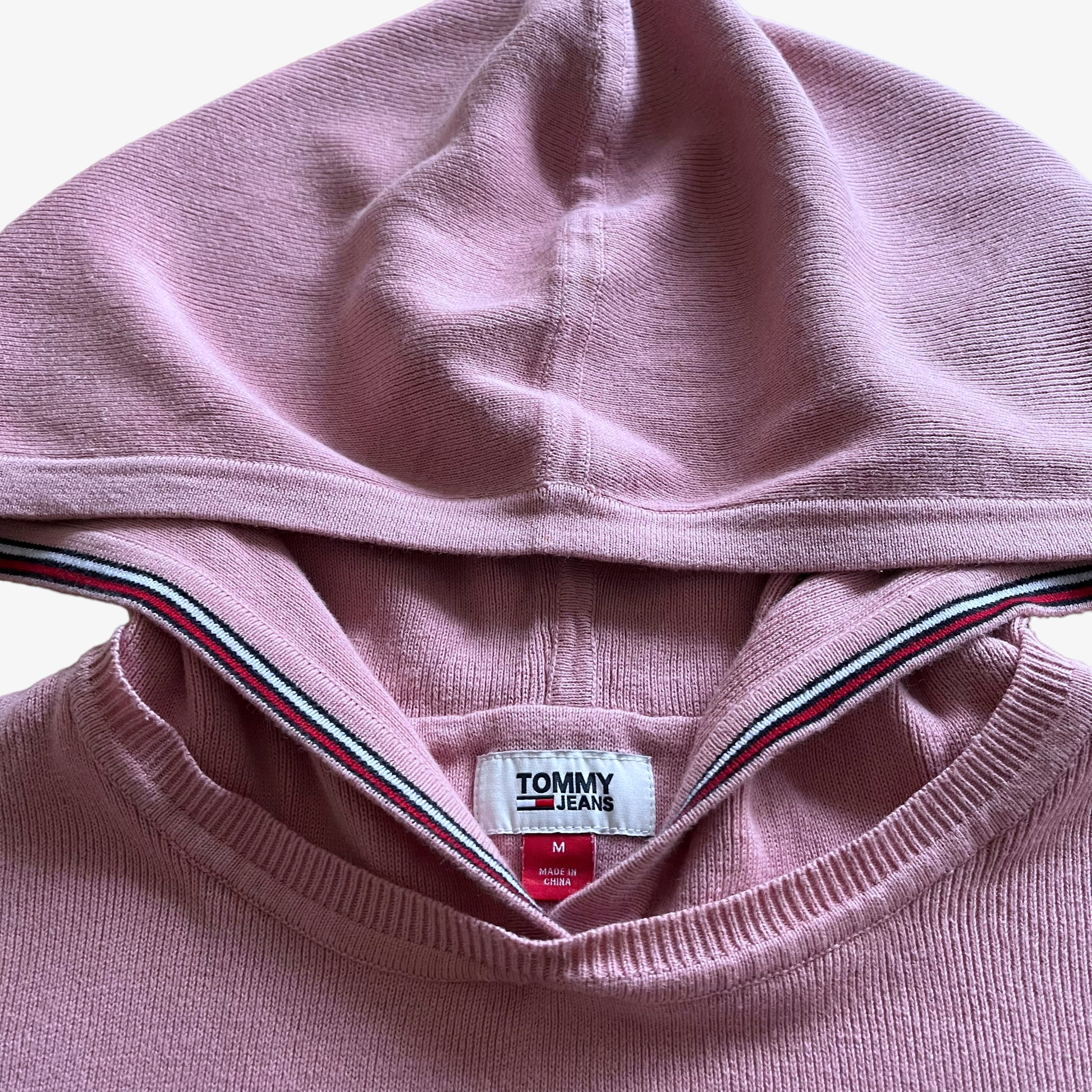 Womens Tommy Hilfiger Cropped Pink Hoodie With Printed Front Logo Label - Casspios Dream