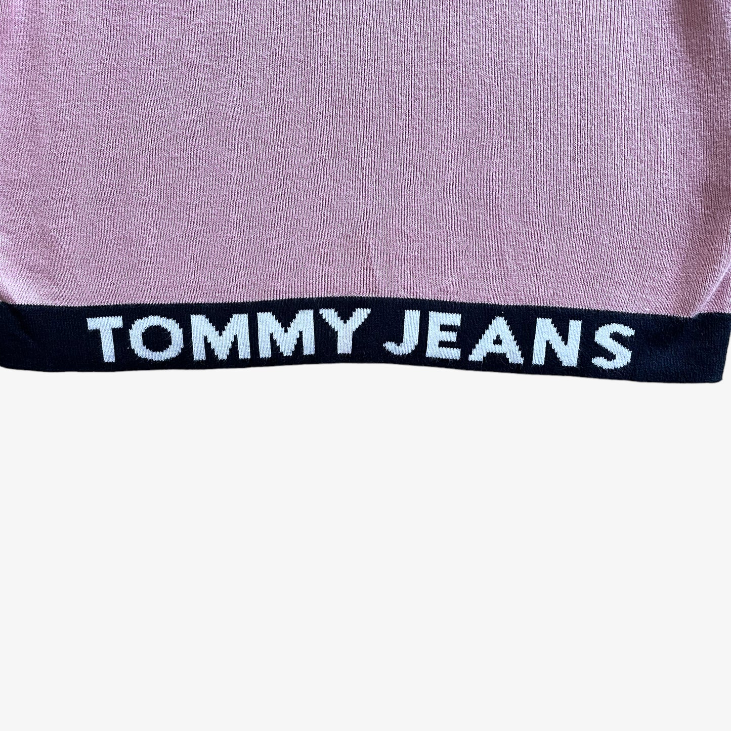 Womens Tommy Hilfiger Cropped Pink Hoodie With Printed Front Logo Spell Out - Casspios Dream