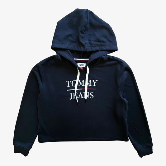 Womens Tommy Hilfiger Navy Hoodie With An Embroidered Spell Out - Casspios Dream