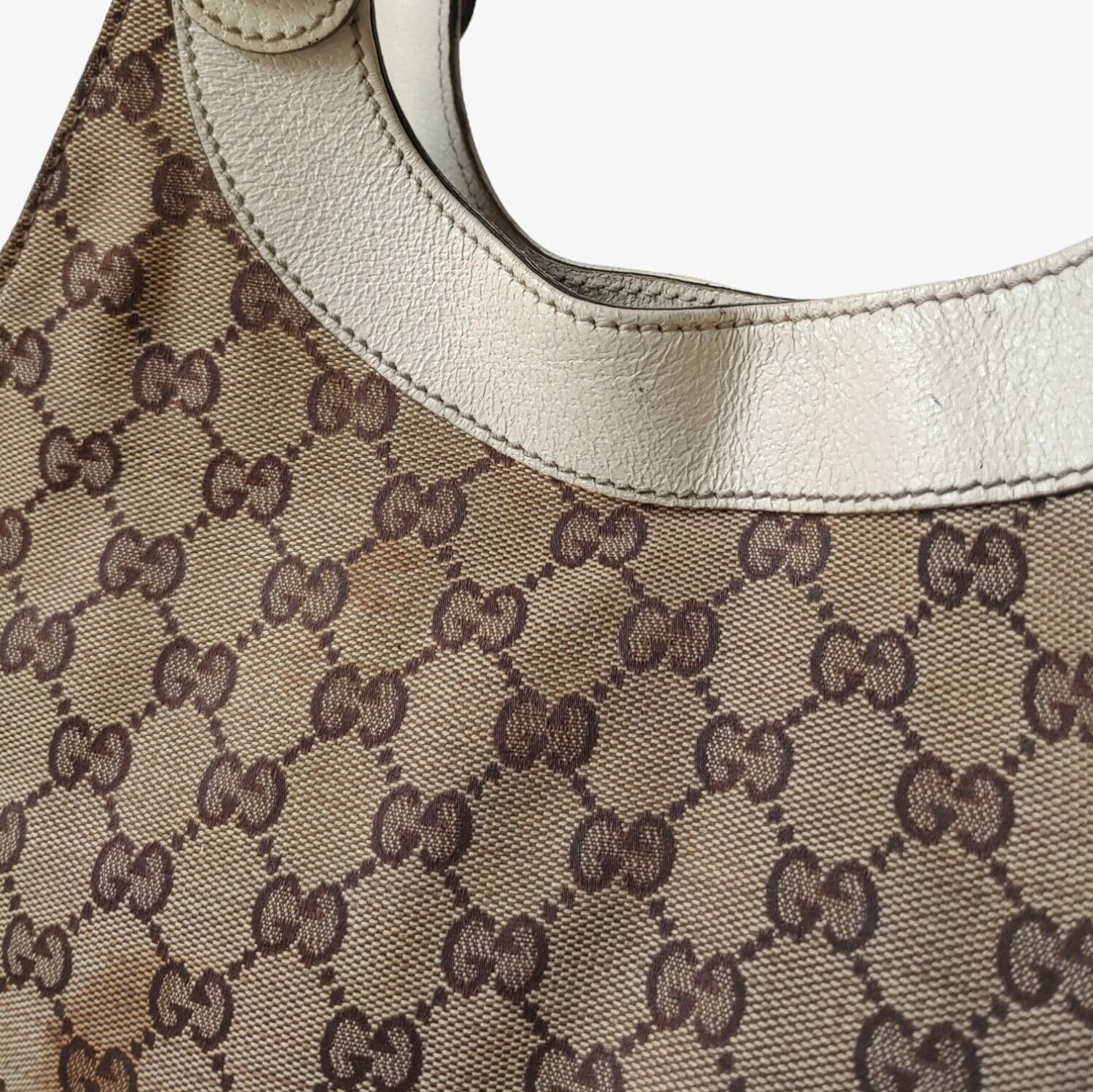 Vintage Y2K Gucci GG Web Monogram Canvas Leather Shoulder Bag